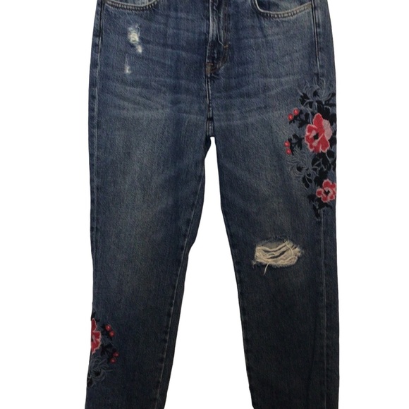 L.O.G.G. H&M Vintage High Waisted Embroidered Straight Jeans Size US 8 - Picture 8 of 10
